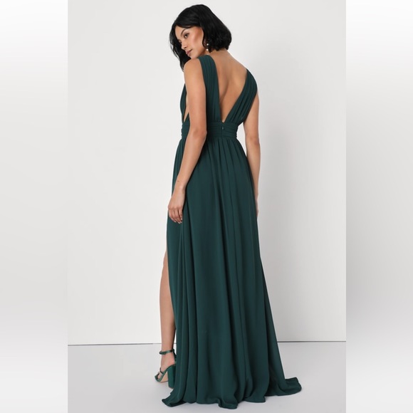NEW Lulu’s Heavenly Hues Forest Green Maxi Dress - S - Picture 4 of 8